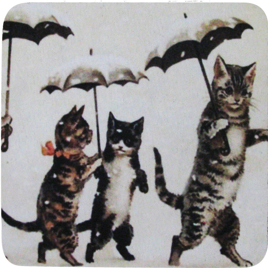 Cats with Umbrellas Coaster S/4 - Golden Hill Studio