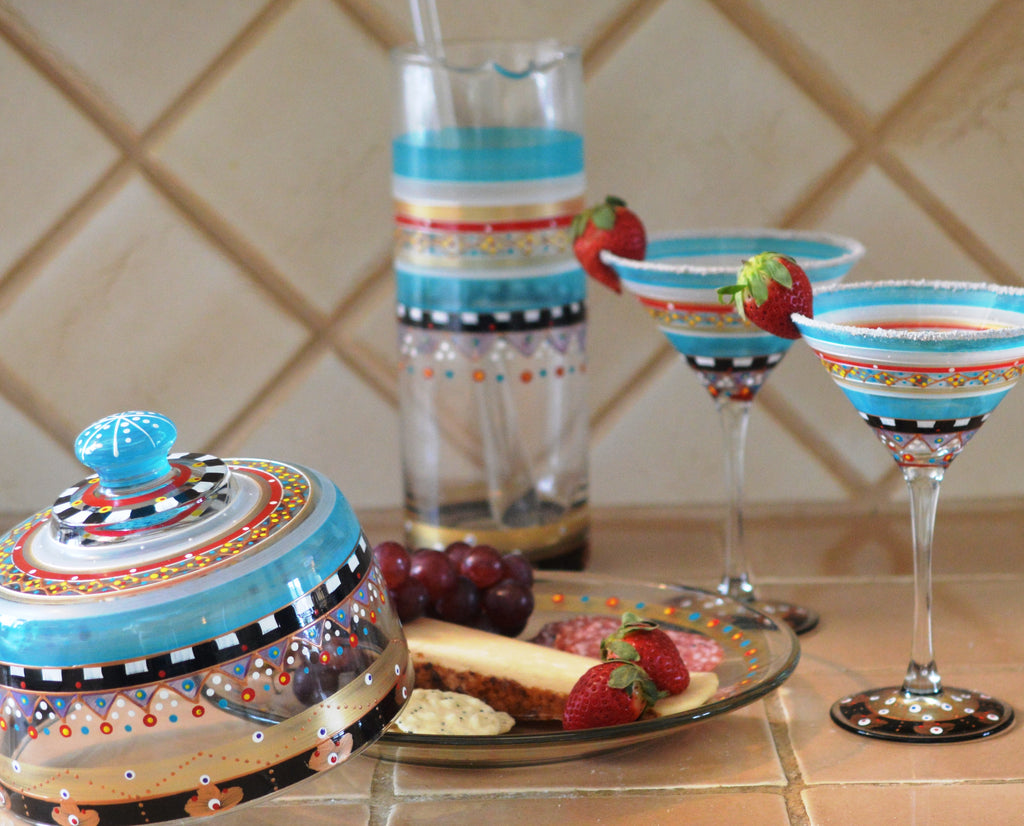 Moroccan Mosaic Carnival Martini   S/2 - Golden Hill Studio