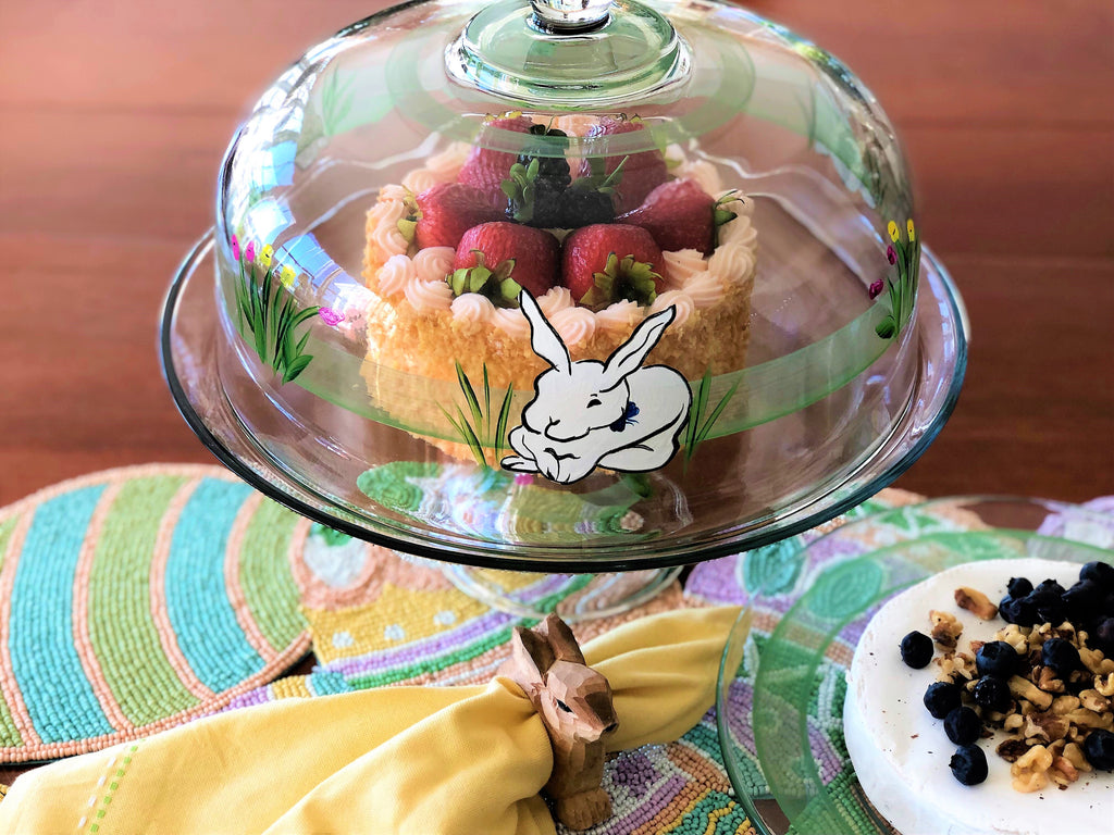 Springtime Bunny and Tulips Cake Dome - Golden Hill Studio