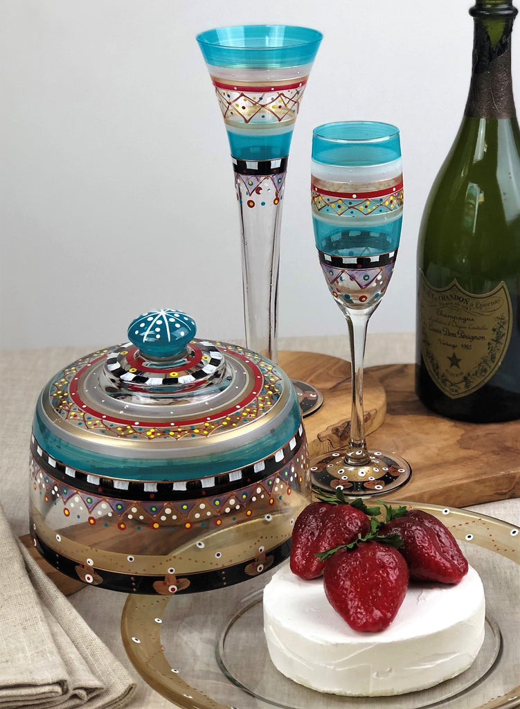 Moroccan Mosaic Carnival Champagne   S/2 - Golden Hill Studio
