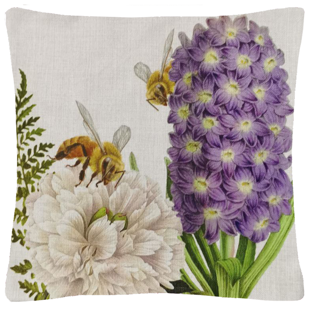 Bee Floral Throw Pillow  18"x18" - Golden Hill Studio