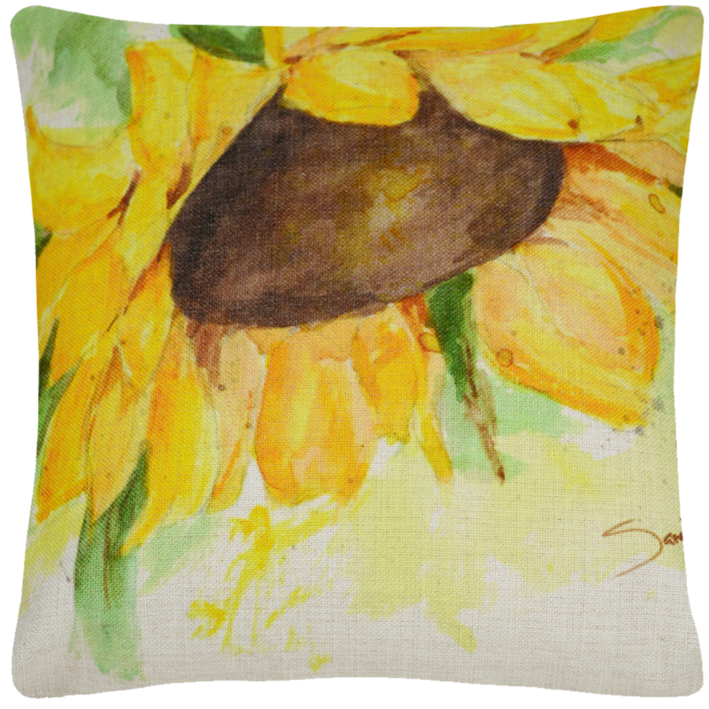 Sunflower Throw Pillow  18"x18" - Golden Hill Studio