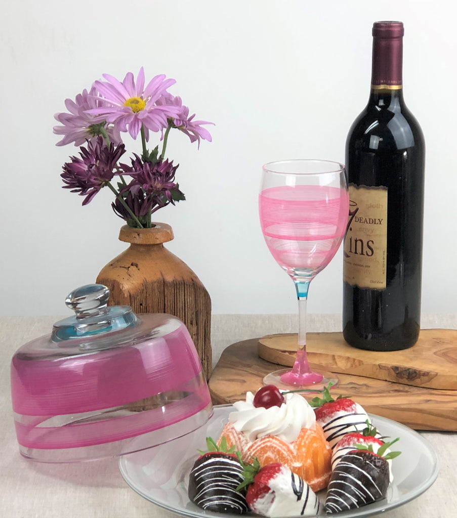 Cape Cod Cottage Stripe Pink Wine   Set of 2 - Golden Hill Studio