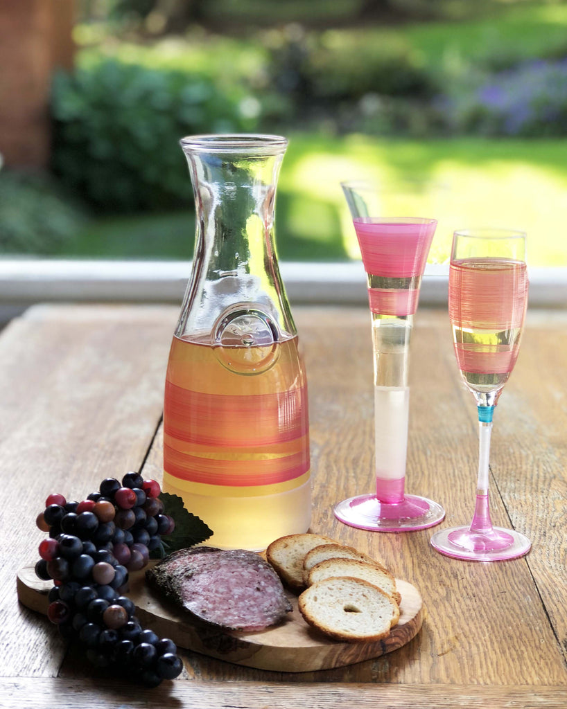 Cape Cod Cottage Stripe Pink Champagne   Set of 2 - Golden Hill Studio