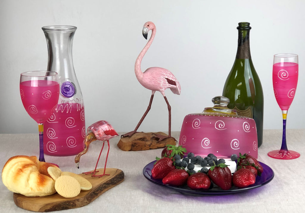 Peruvian Splendor Pink Wine   Set of 2 - Golden Hill Studio