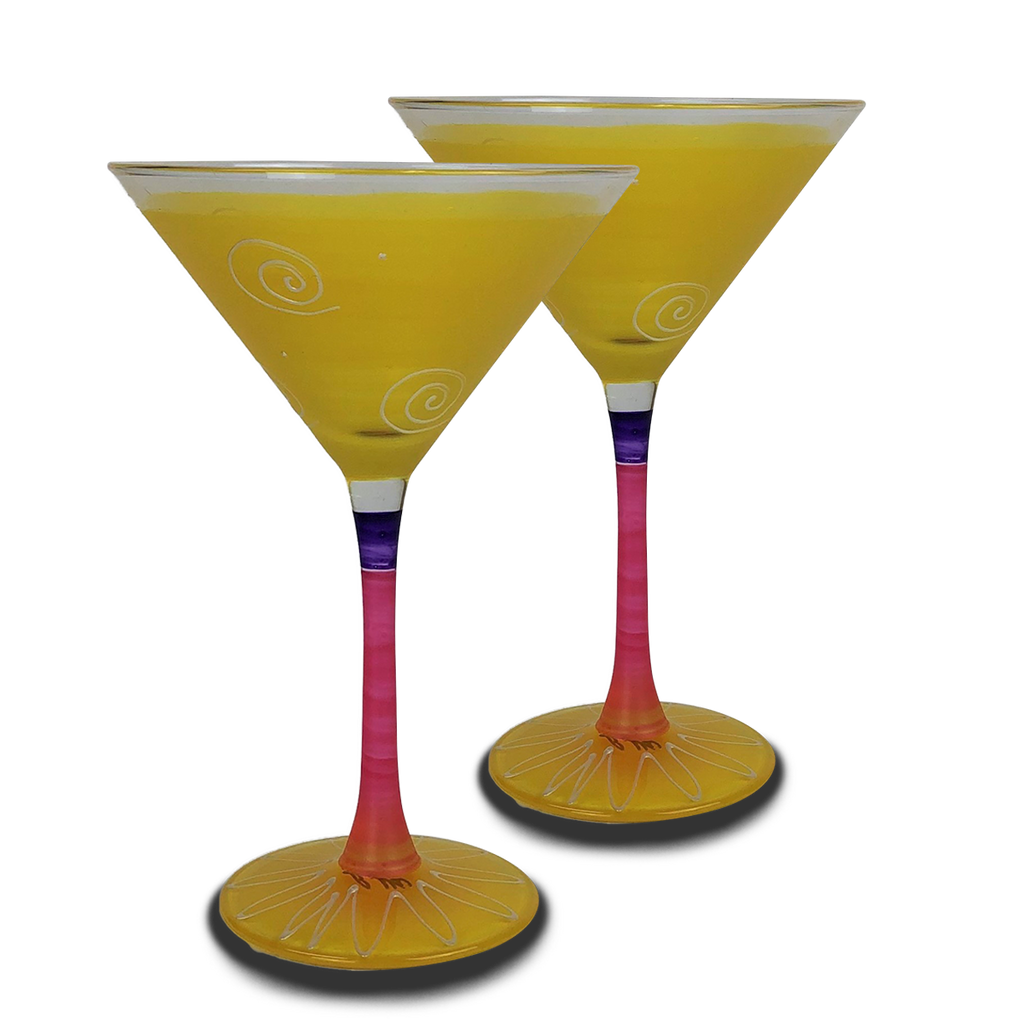 Peruvian Splendor Yellow Martini   Set of 2 - Golden Hill Studio