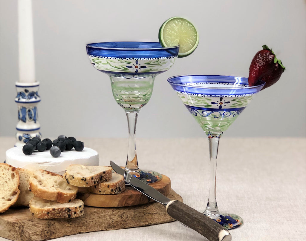 Barcelona Blue Martini   Set of 2 - Golden Hill Studio