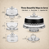 Black & White Cake Dome and Stand
