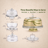 Winter Gold Garland Cake Dome and Stand