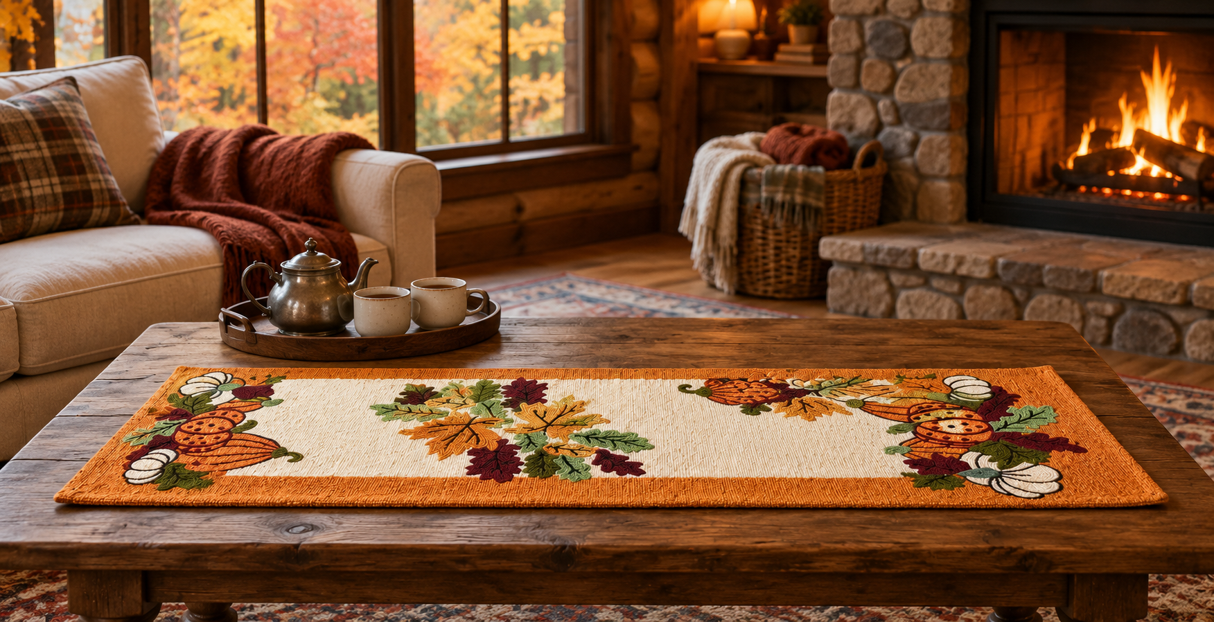 Autumn Harvest Beaded Table Runner