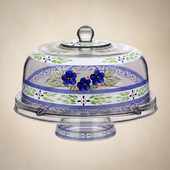 Barcelona Blue Lg Cake Dome and Stand