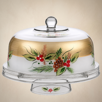 Black Forest Pine Cake Dome and Stand