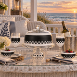 Black & White Cake Dome and Stand