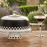 Black & White Cake Dome and Stand