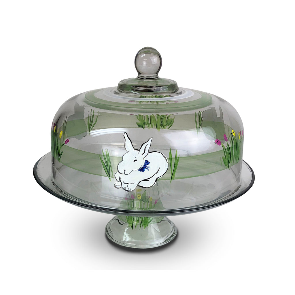 Bunny and Tulips Cake Dome with Stand