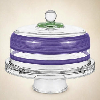 Cape Cod Cottage Stripe Purple Cake Dome and Stand