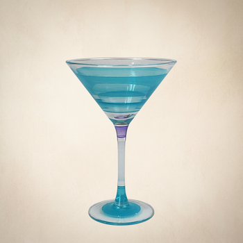 Cape Cod Cottage Stripe Turquoise Martini   Set of 2
