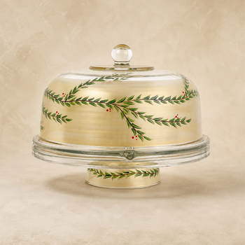 Winter Gold Garland Cake Dome and Stand