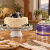 Cape Cod Cottage Stripe Purple Cake Dome and Stand