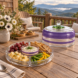 Cape Cod Cottage Stripe Purple Cake Dome and Stand
