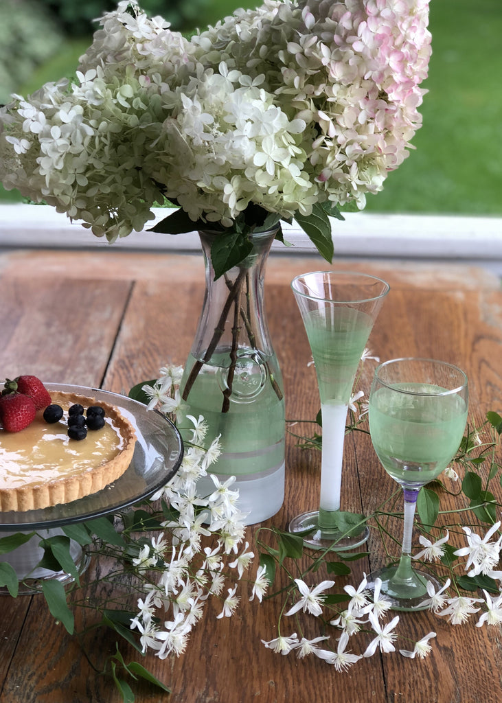 Cape Cod Cottage Stripe Green Wine   Set of 2