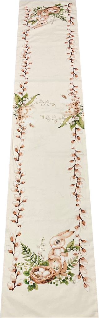 Bunny with Eggs Cloth Table Runner  13" x 72"