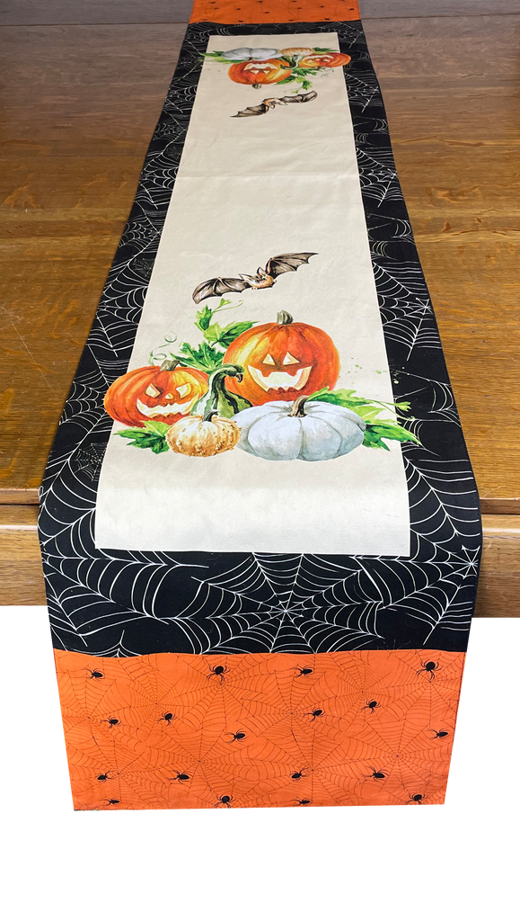 Pumpkin Family Cloth Table Runner   13" x 72"