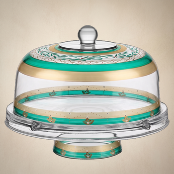 Moroccan Mosaic Forest Lg Cake Dome and Stand