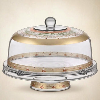 Moroccan Mosaic Gold Lg Cake Dome and Stand