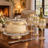 Moroccan Mosaic Gold Lg Cake Dome and Stand