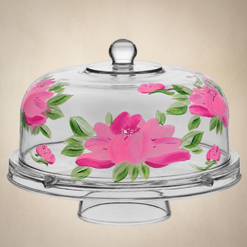 Polynesian Peony Lg Cake Dome and Stand