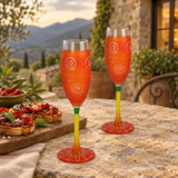 Peruvian Splendor Orange Champagne Set of 2