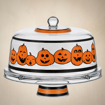 Pumpkin Family Cake Dome and Stand