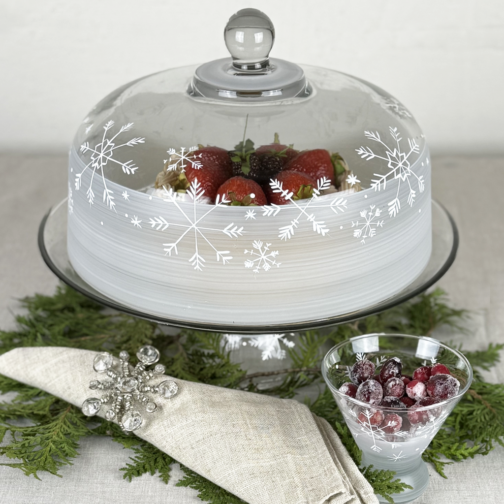 Winter Wonderland Snowflake Cake Dome with Stand