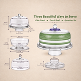 Cape Cod Cottage Stripe Green Cake Dome and Stand