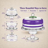 Cape Cod Cottage Stripe Purple Cake Dome and Stand