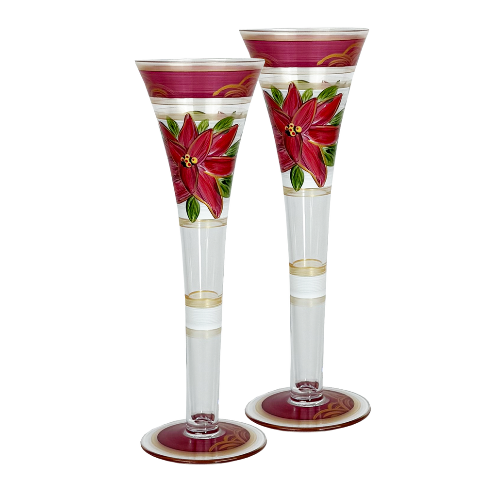 Poinsettia Holiday Hollow Flute Set/2