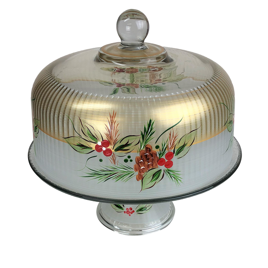 Black Forest Pine Cake Dome and Stand