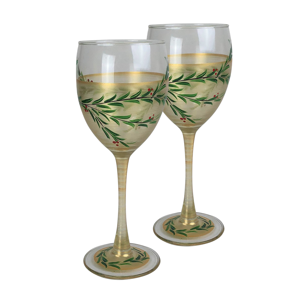 Winter Gold Garland Wine S/2