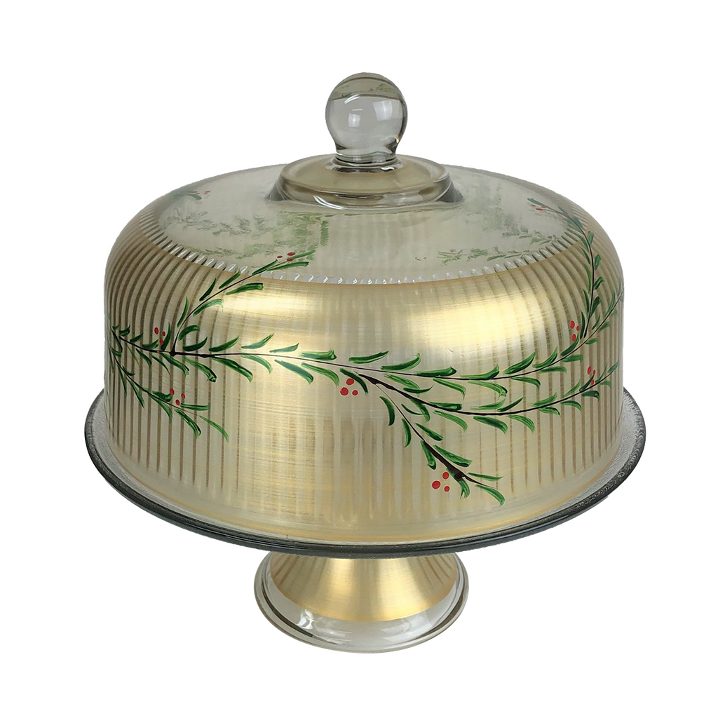 Winter Gold Garland Cake Dome and Stand