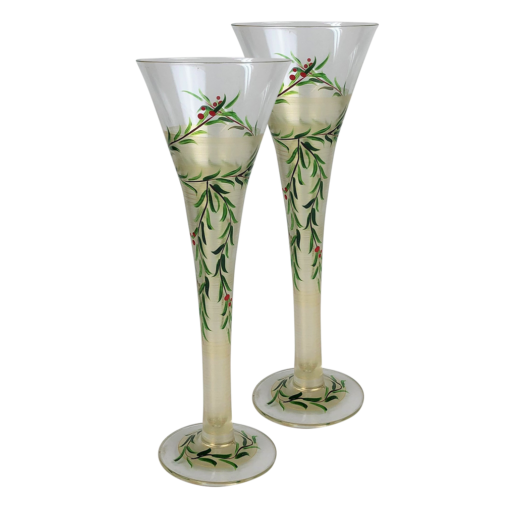 Winter Gold Garland Hollow Flutes S/2