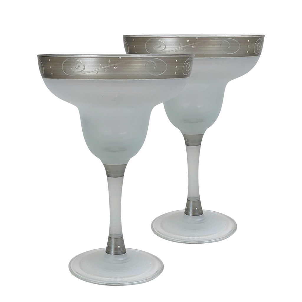 Heirloom White/Pewter Swirl Margarita   Set of 2