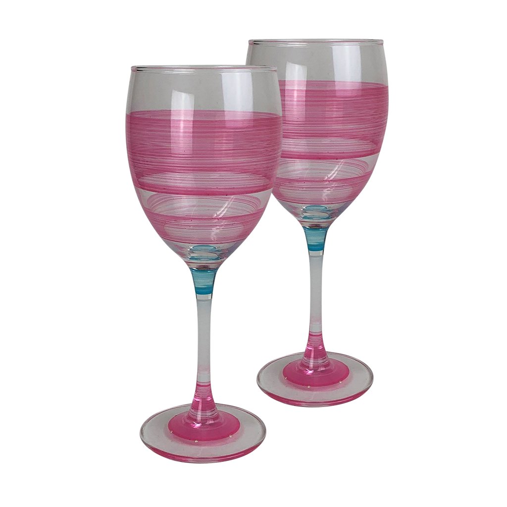 Cape Cod Cottage Stripe Pink Wine   Set of 2