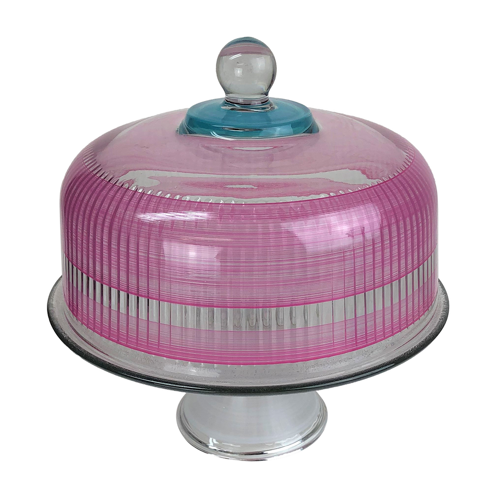 Cape Cod Cottage Stripe Pink Cake Dome and Stand