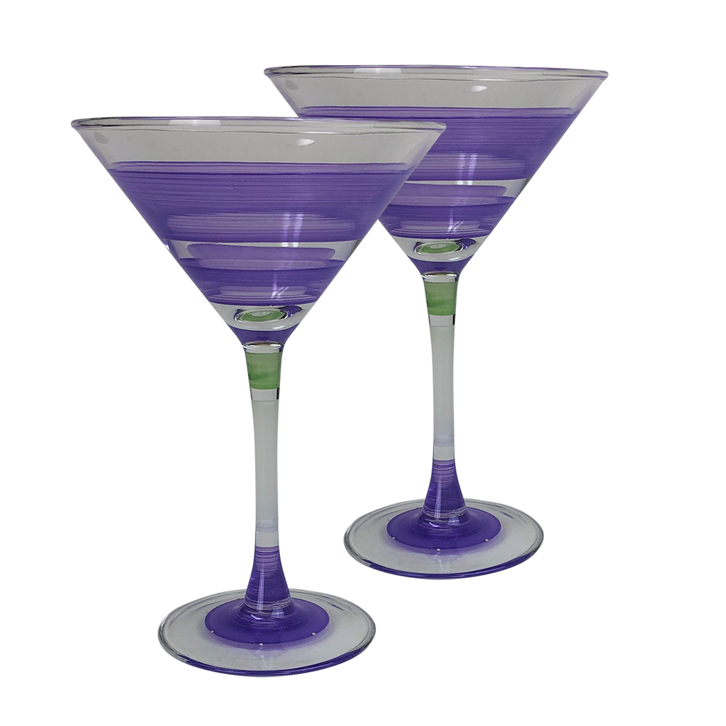 Cape Cod Cottage Stripe Purple Martini   Set of 2