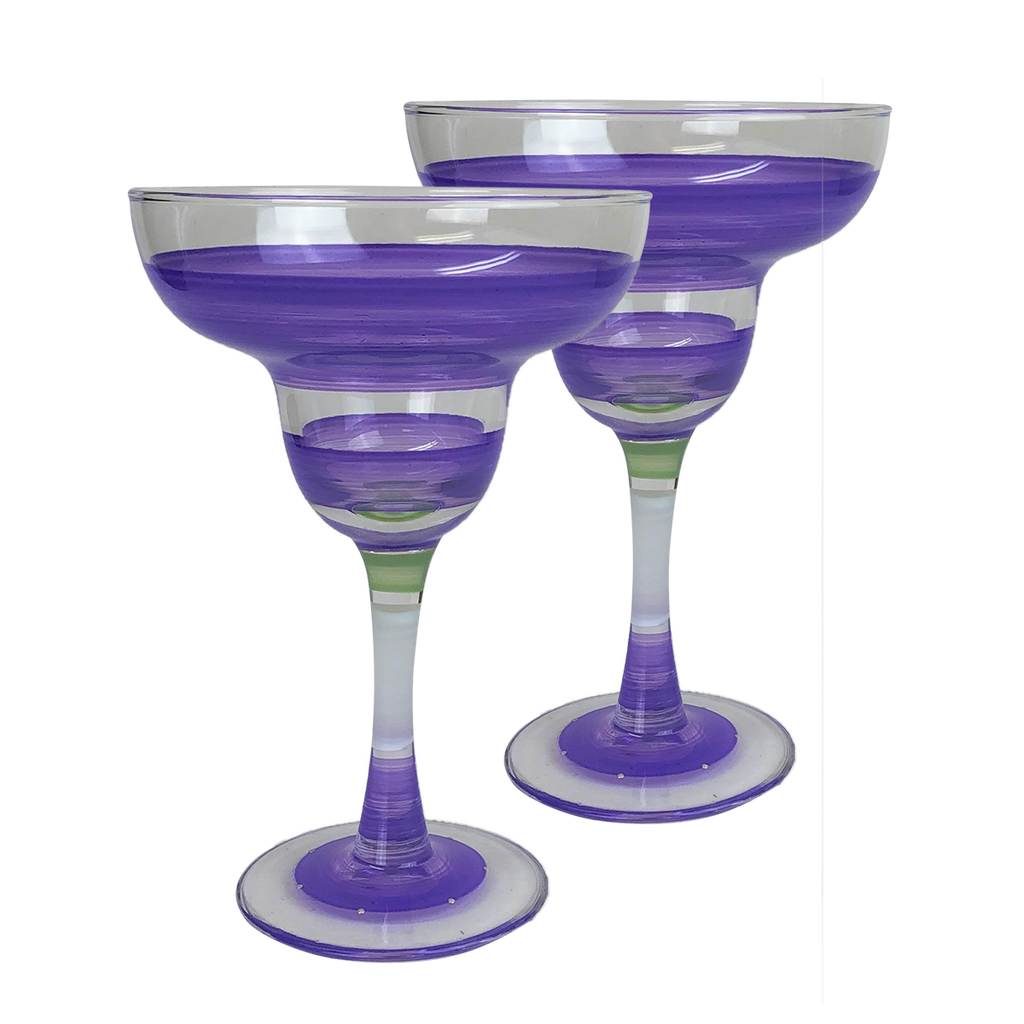 Cape Cod Cottage Stripe Purple Margarita   Set of 2