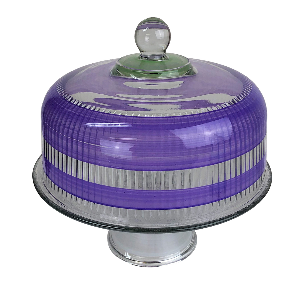 Cape Cod Cottage Stripe Purple Cake Dome and Stand