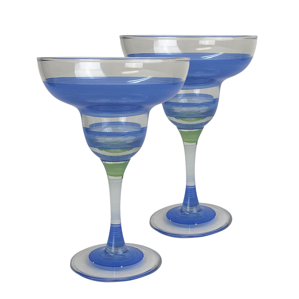 Cape Cod Cottage Stripe Blue Margarita   Set of 2