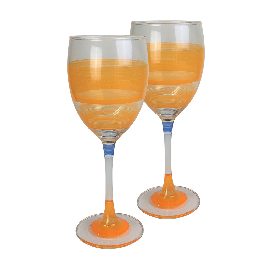 Cape Cod Cottage Stripe Orange Wine   Set of 2