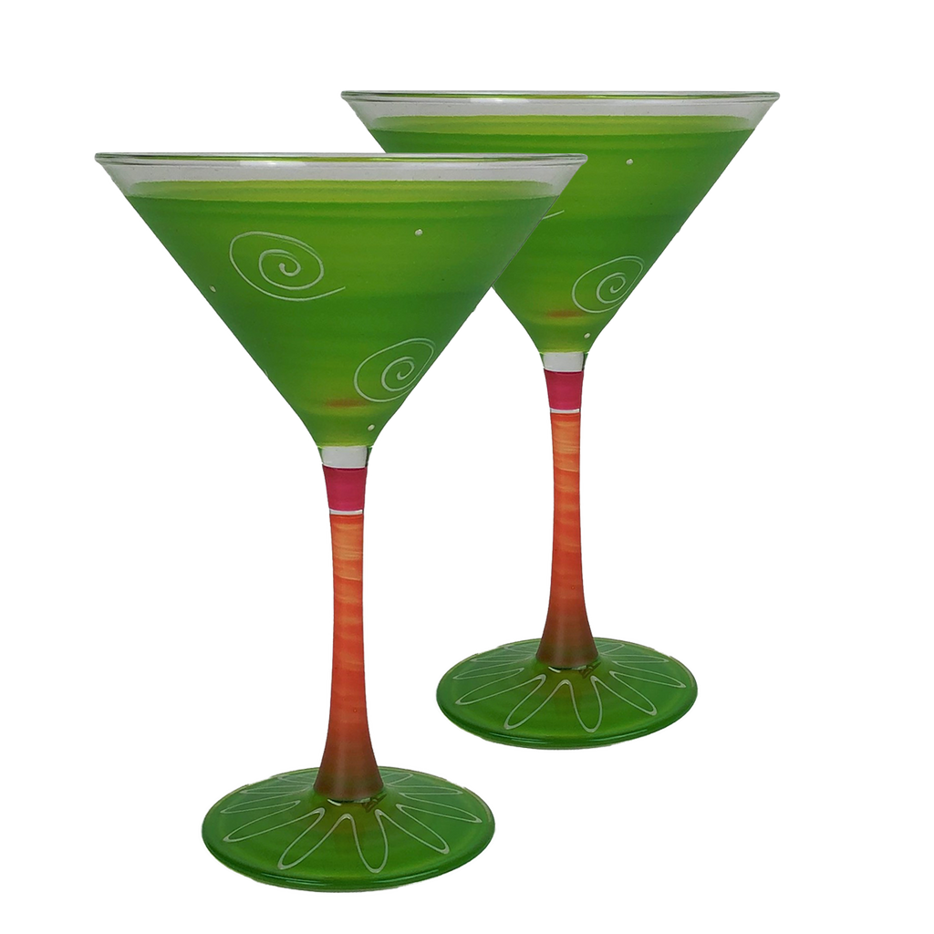 Peruvian Splendor Lt Green Martini   Set of 2